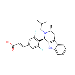 CC(C)CN1[C@H](C)Cc2c([nH]c3ccccc23)[C@H]1c1c(F)cc(/C=C/C(=O)O)cc1F ZINC000473135985