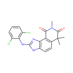 CN1C(=O)c2c(ccc3[nH]c(Nc4c(Cl)cccc4Cl)nc23)C(C)(C)C1=O ZINC000013475192