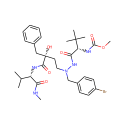 CNC(=O)[C@@H](NC(=O)[C@](O)(CCN(Cc1ccc(Br)cc1)NC(=O)[C@@H](NC(=O)OC)C(C)(C)C)Cc1ccccc1)C(C)C ZINC000049709280
