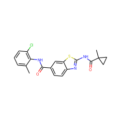 Cc1cccc(Cl)c1NC(=O)c1ccc2nc(NC(=O)C3(C)CC3)sc2c1 ZINC000013533976
