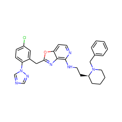 Clc1ccc(-n2cncn2)c(Cc2nc3c(NCC[C@@H]4CCCCN4Cc4ccccc4)nccc3o2)c1 ZINC000028528031