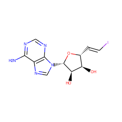 Nc1ncnc2c1ncn2[C@@H]1O[C@H](/C=C/I)[C@@H](O)[C@H]1O ZINC000013738876