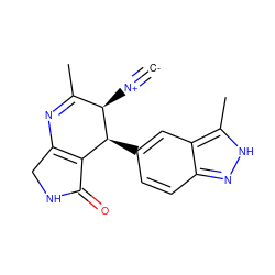 [C-]#[N+][C@@H]1C(C)=NC2=C(C(=O)NC2)[C@@H]1c1ccc2n[nH]c(C)c2c1 ZINC000169703232