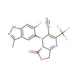 [C-]#[N+]C1=C(C(F)(F)F)N=C2COC(=O)[C@@H]2[C@@H]1c1cc2c(C)n[nH]c2cc1F ZINC000169703257