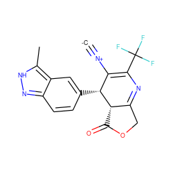 [C-]#[N+]C1=C(C(F)(F)F)N=C2COC(=O)[C@@H]2[C@@H]1c1ccc2n[nH]c(C)c2c1 ZINC000169703236