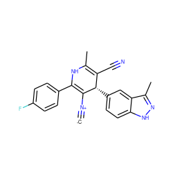 [C-]#[N+]C1=C(c2ccc(F)cc2)NC(C)=C(C#N)[C@@H]1c1ccc2[nH]nc(C)c2c1 ZINC000261183706