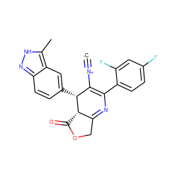 [C-]#[N+]C1=C(c2ccc(F)cc2F)N=C2COC(=O)[C@@H]2[C@@H]1c1ccc2n[nH]c(C)c2c1 ZINC000169703249