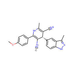 [C-]#[N+]C1=C(c2ccc(OC)cc2)NC(C)=C(C#N)[C@@H]1c1ccc2[nH]nc(C)c2c1 ZINC000261152109