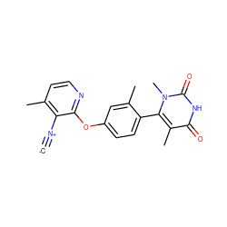 [C-]#[N+]c1c(C)ccnc1Oc1ccc(-c2c(C)c(=O)[nH]c(=O)n2C)c(C)c1 ZINC000261084910