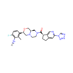 [C-]#[N+]c1c(F)ccc([C@@H]2CN3CCN(C(=O)[C@@H]4CCc5cc(-n6cnnn6)ncc54)C[C@@H]3CO2)c1C ZINC000473171480