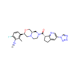 [C-]#[N+]c1c(F)ccc([C@@H]2CN3CCN(C(=O)[C@H]4CCc5cc(-n6cnnn6)cnc54)C[C@@H]3CO2)c1C ZINC000473179375