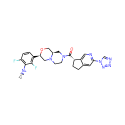 [C-]#[N+]c1c(F)ccc([C@@H]2CN3CCN(C(=O)[C@H]4CCc5cc(-n6cnnn6)ncc54)C[C@@H]3CO2)c1F ZINC000473171514