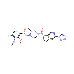 [C-]#[N+]c1c(F)ccc([C@@H]2CN3CCN(C(=O)[C@H]4CCc5cc(-n6cnnn6)ncc54)C[C@H]3CO2)c1OC ZINC000473170795