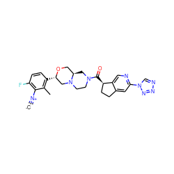 [C-]#[N+]c1c(F)ccc([C@H]2CN3CCN(C(=O)[C@@H]4CCc5cc(-n6cnnn6)ncc54)C[C@@H]3CO2)c1C ZINC000473171496