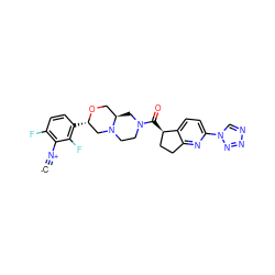 [C-]#[N+]c1c(F)ccc([C@H]2CN3CCN(C(=O)[C@@H]4CCc5nc(-n6cnnn6)ccc54)C[C@@H]3CO2)c1F ZINC000473170708