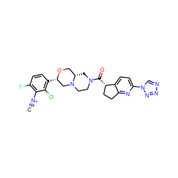 [C-]#[N+]c1c(F)ccc([C@H]2CN3CCN(C(=O)[C@H]4CCc5nc(-n6cnnn6)ccc54)C[C@H]3CO2)c1Cl ZINC000473171390