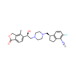 [C-]#[N+]c1c(F)ccc2c1CC[C@H]2CN1CCN(C[C@H](O)c2ccc3c(c2C)COC3=O)CC1 ZINC000145664368