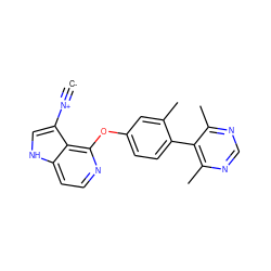 [C-]#[N+]c1c[nH]c2ccnc(Oc3ccc(-c4c(C)ncnc4C)c(C)c3)c12 ZINC000169705962