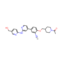 [C-]#[N+]c1cc(-c2ccnc(Nc3ccc(CO)cn3)c2)ccc1OCC1CCN(C(C)=O)CC1 ZINC000230583138