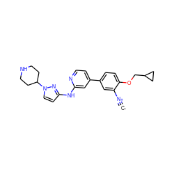 [C-]#[N+]c1cc(-c2ccnc(Nc3ccn(C4CCNCC4)n3)c2)ccc1OCC1CC1 ZINC000230582920