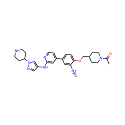 [C-]#[N+]c1cc(-c2ccnc(Nc3cnn(C4CCNCC4)c3)c2)ccc1OCC1CCN(C(C)=O)CC1 ZINC000230583189