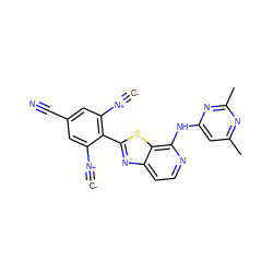 [C-]#[N+]c1cc(C#N)cc([N+]#[C-])c1-c1nc2ccnc(Nc3cc(C)nc(C)n3)c2s1 ZINC000169701532