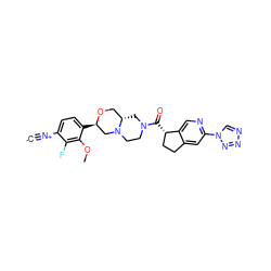 [C-]#[N+]c1ccc([C@@H]2CN3CCN(C(=O)[C@H]4CCc5cc(-n6cnnn6)ncc54)C[C@H]3CO2)c(OC)c1F ZINC000473179526