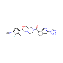 [C-]#[N+]c1ccc([C@H]2CN3CCN(C(=O)[C@H]4CCc5cc(-n6cnnn6)ncc54)C[C@H]3CO2)c(C)c1F ZINC000473179354