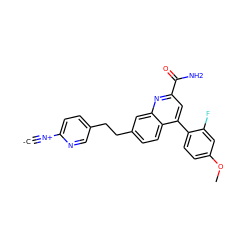 [C-]#[N+]c1ccc(CCc2ccc3c(-c4ccc(OC)cc4F)cc(C(N)=O)nc3c2)cn1 ZINC001772639991