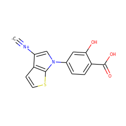 [C-]#[N+]c1cn(-c2ccc(C(=O)O)c(O)c2)c2sccc12 ZINC000473179288