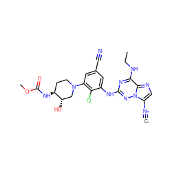 [C-]#[N+]c1cnc2c(NCC)nc(Nc3cc(C#N)cc(N4CC[C@H](NC(=O)OC)[C@@H](O)C4)c3Cl)nn12 ZINC000169711949