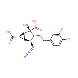 [N-]=[N+]=N[C@H]1[C@H]2[C@H](C(=O)O)[C@H]2[C@](N)(C(=O)O)[C@@H]1OCc1ccc(Cl)c(Cl)c1 ZINC001772584165