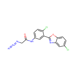 [N-]=[N+]=NCC(=O)Nc1ccc(Cl)c(-c2nc3cc(Cl)ccc3o2)c1 ZINC000036159045