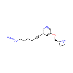 [N-]=[N+]=NCCCCC#Cc1cncc(OC[C@@H]2CCN2)c1 ZINC000169353496