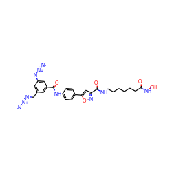 [N-]=[N+]=NCc1cc(N=[N+]=[N-])cc(C(=O)Nc2ccc(-c3cc(C(=O)NCCCCCCC(=O)NO)no3)cc2)c1 ZINC000073161078
