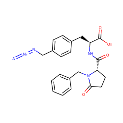 [N-]=[N+]=NCc1ccc(C[C@H](NC(=O)[C@@H]2CCC(=O)N2Cc2ccccc2)C(=O)O)cc1 ZINC000027852046