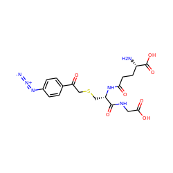 [N-]=[N+]=Nc1ccc(C(=O)CSC[C@H](NC(=O)CC[C@H](N)C(=O)O)C(=O)NCC(=O)O)cc1 ZINC000008195608