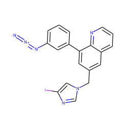 [N-]=[N+]=Nc1cccc(-c2cc(Cn3cnc(I)c3)cc3cccnc23)c1 ZINC000013814078