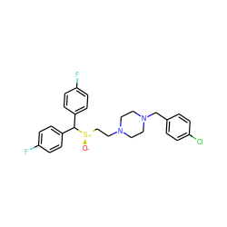 [O-][S@+](CCN1CCN(Cc2ccc(Cl)cc2)CC1)C(c1ccc(F)cc1)c1ccc(F)cc1 ZINC001772580294