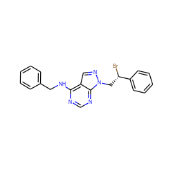 Br[C@@H](Cn1ncc2c(NCc3ccccc3)ncnc21)c1ccccc1 ZINC000013682970