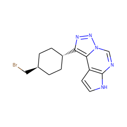 BrC[C@H]1CC[C@H](c2nnn3cnc4[nH]ccc4c23)CC1 ZINC001772608428