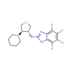 Brc1c(Br)c(Br)c2[nH]c(N[C@H]3COC[C@@H]3N3CCCCC3)nc2c1Br ZINC000143672422