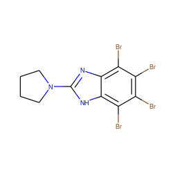 Brc1c(Br)c(Br)c2[nH]c(N3CCCC3)nc2c1Br ZINC000117020175