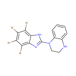Brc1c(Br)c(Br)c2[nH]c(N3CCNc4ccccc43)nc2c1Br ZINC000169697604