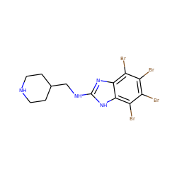 Brc1c(Br)c(Br)c2[nH]c(NCC3CCNCC3)nc2c1Br ZINC000143593090