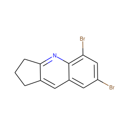 Brc1cc(Br)c2nc3c(cc2c1)CCC3 ZINC000004051027