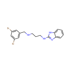 Brc1cc(Br)cc(CNCCCNc2nc3ccccc3[nH]2)c1 ZINC000028360266