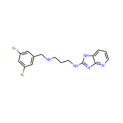 Brc1cc(Br)cc(CNCCCNc2nc3ncccc3[nH]2)c1 ZINC000028364542