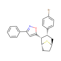 Brc1ccc([C@@H]2C[C@H]3CC[C@@H](S3)[C@@H]2c2cc(-c3ccccc3)no2)cc1 ZINC000169335234