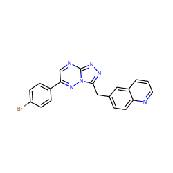 Brc1ccc(-c2cnc3nnc(Cc4ccc5ncccc5c4)n3n2)cc1 ZINC000200629637